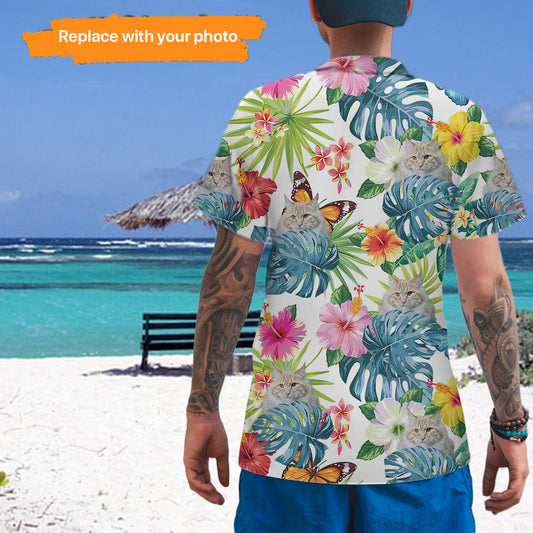 Cat's Photo Upload Customized Men Hawaiian Shirt,HS-MA-458