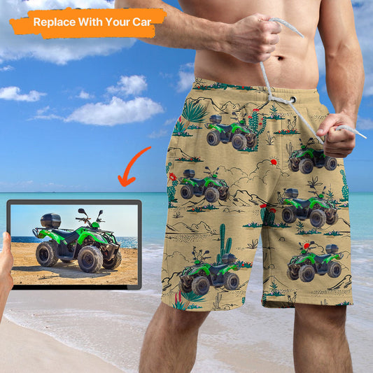 Upload Car Photo Personalized Beach Shorts, Hawaiian, Gift For Car Lovers, BS-MR-452