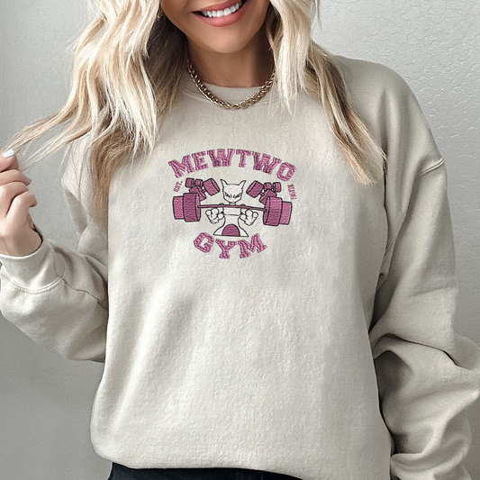 MEWTWO Pokémon GYM Anime Embroidered Series Unisex T-Shirt,Sweatshirt and Hoodie - Customizable Magical Creatures Gift,S06