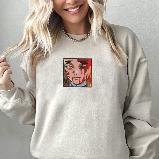 Demon Slayer Embroidered Unisex T-Shirt,Crewneck,Hoodie – Premium Quality Anime Apparel Featuring Iconic Characters for Fans,D30