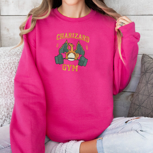 CHARIZARD Pokémon GYM Anime Embroidered Series Unisex T-Shirt,Sweatshirt and Hoodie - Customizable Magical Creatures Gift,S03