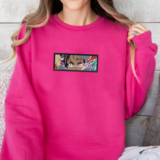 Demon Slayer Embroidered Unisex T-Shirt,Crewneck,Hoodie – Premium Quality Anime Apparel Featuring Iconic Characters for Fans,D39