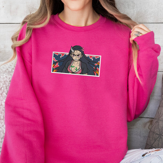 Demon Slayer Embroidered Unisex T-Shirt,Crewneck,Hoodie – Premium Quality Anime Apparel Featuring Iconic Characters for Fans,D15