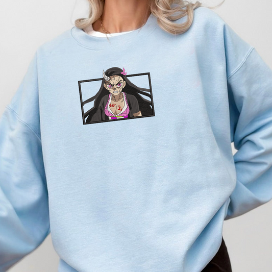 Demon Slayer Embroidered Unisex T-Shirt,Crewneck,Hoodie – Premium Quality Anime Apparel Featuring Iconic Characters for Fans,D16