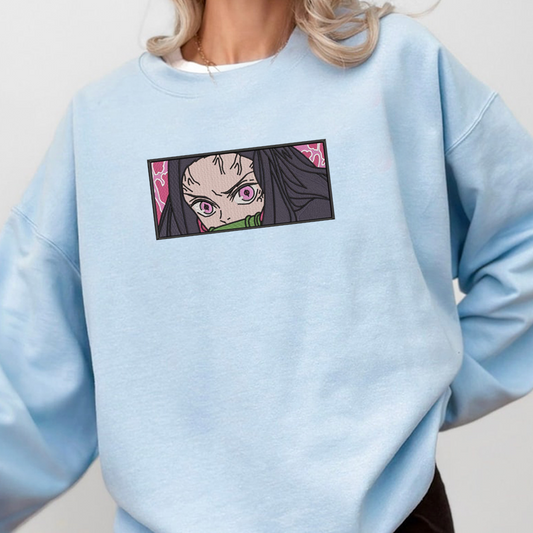 Demon Slayer Embroidered Unisex T-Shirt,Crewneck,Hoodie – Premium Quality Anime Apparel Featuring Iconic Characters for Fans,D28