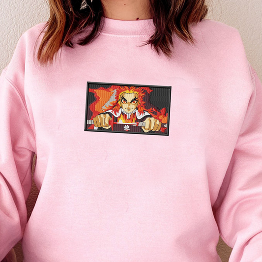 Demon Slayer Embroidered Unisex T-Shirt,Crewneck,Hoodie – Premium Quality Anime Apparel Featuring Iconic Characters for Fans,D29