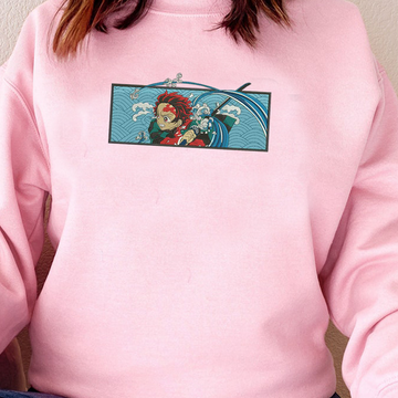 Demon Slayer Embroidered Unisex T-Shirt,Crewneck,Hoodie – Premium Quality Anime Apparel Featuring Iconic Characters for Fans,D11