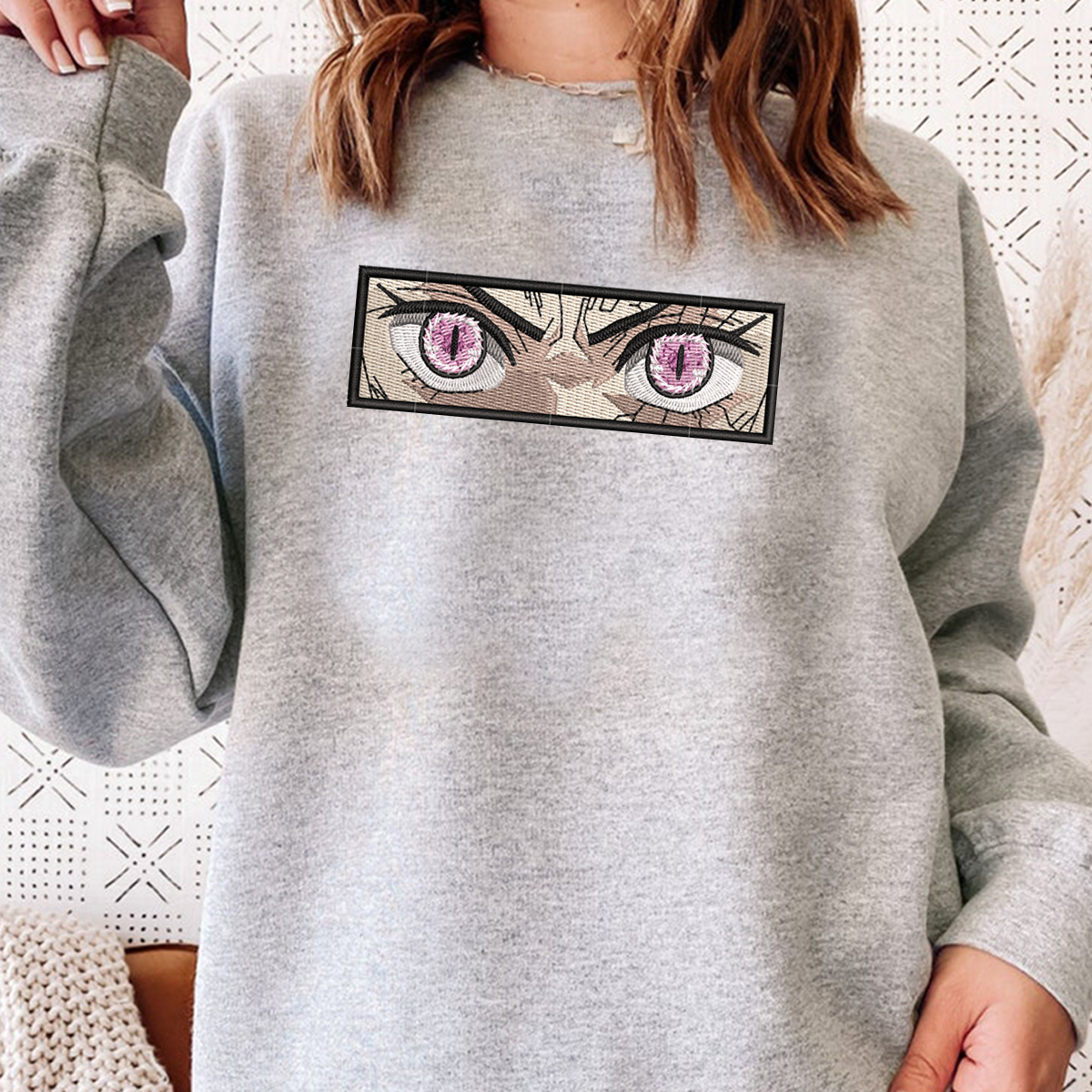 Demon Slayer Embroidered Unisex T-Shirt,Crewneck,Hoodie – Premium Quality Anime Apparel Featuring Iconic Characters for Fans,D26