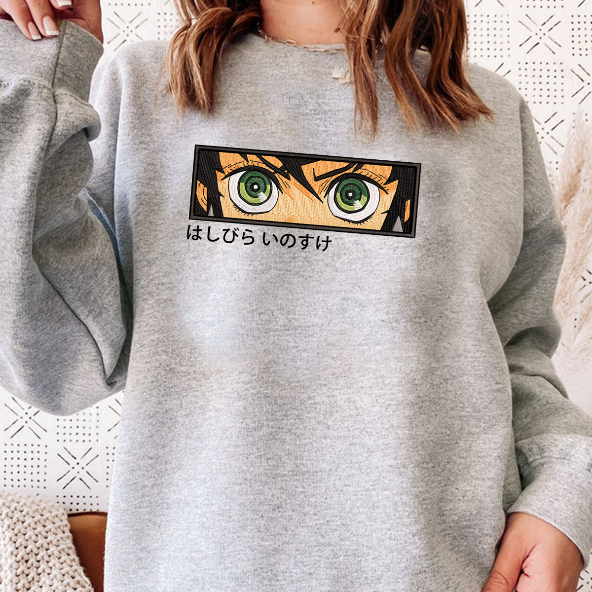 Demon Slayer Embroidered Unisex T-Shirt,Crewneck,Hoodie – Premium Quality Anime Apparel Featuring Iconic Characters for Fans,D20