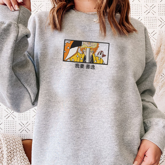 Demon Slayer Embroidered Unisex T-Shirt,Crewneck,Hoodie – Premium Quality Anime Apparel Featuring Iconic Characters for Fans,D01