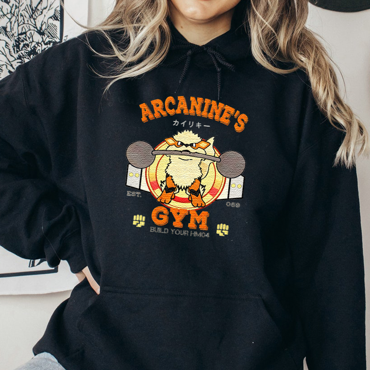 ARCANINE Pokémon GYM Anime Embroidered Series Unisex T-Shirt,Sweatshirt and Hoodie - Customizable Magical Creatures Gift,S11