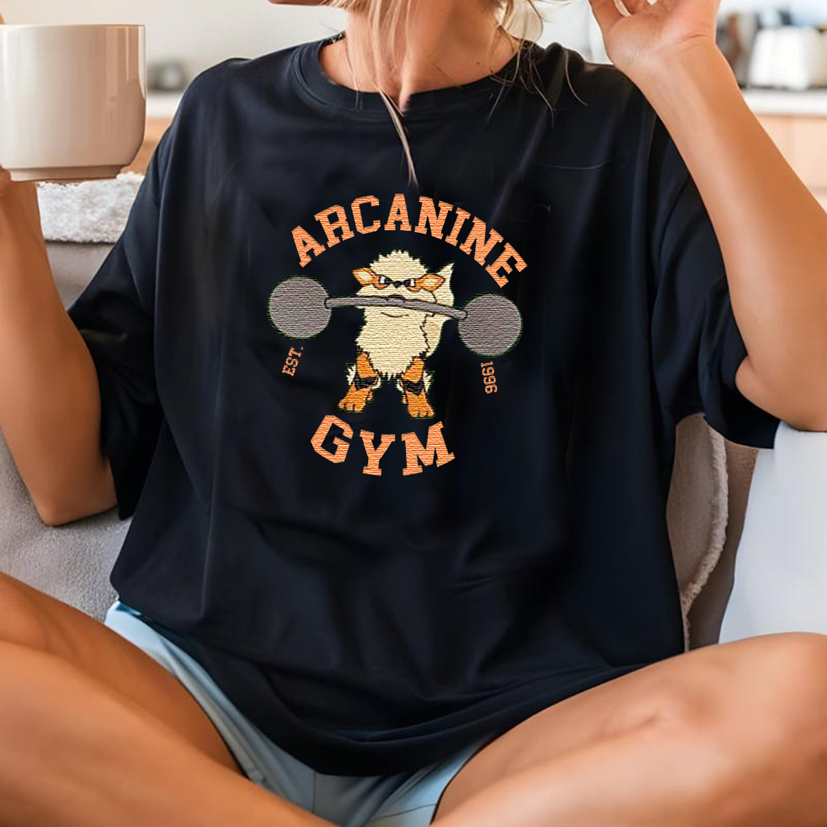 ARCANINE Pokémon GYM Anime Embroidered Series Unisex T-Shirt,Sweatshirt and Hoodie - Customizable Magical Creatures Gift,S01