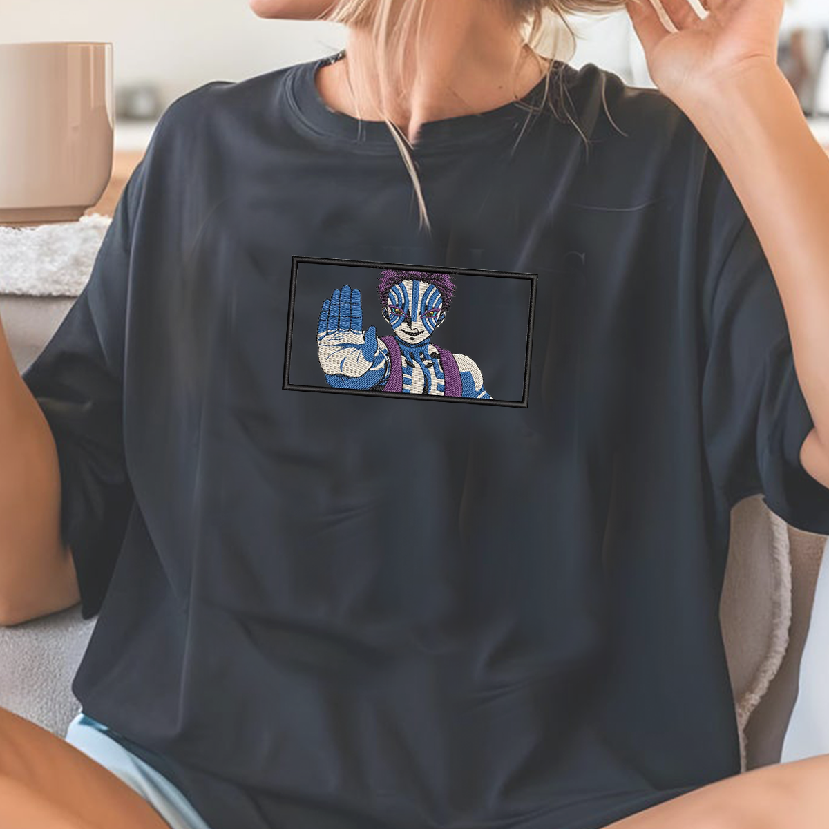 Demon Slayer Embroidered Unisex T-Shirt,Crewneck,Hoodie – Premium Quality Anime Apparel Featuring Iconic Characters for Fans,D37