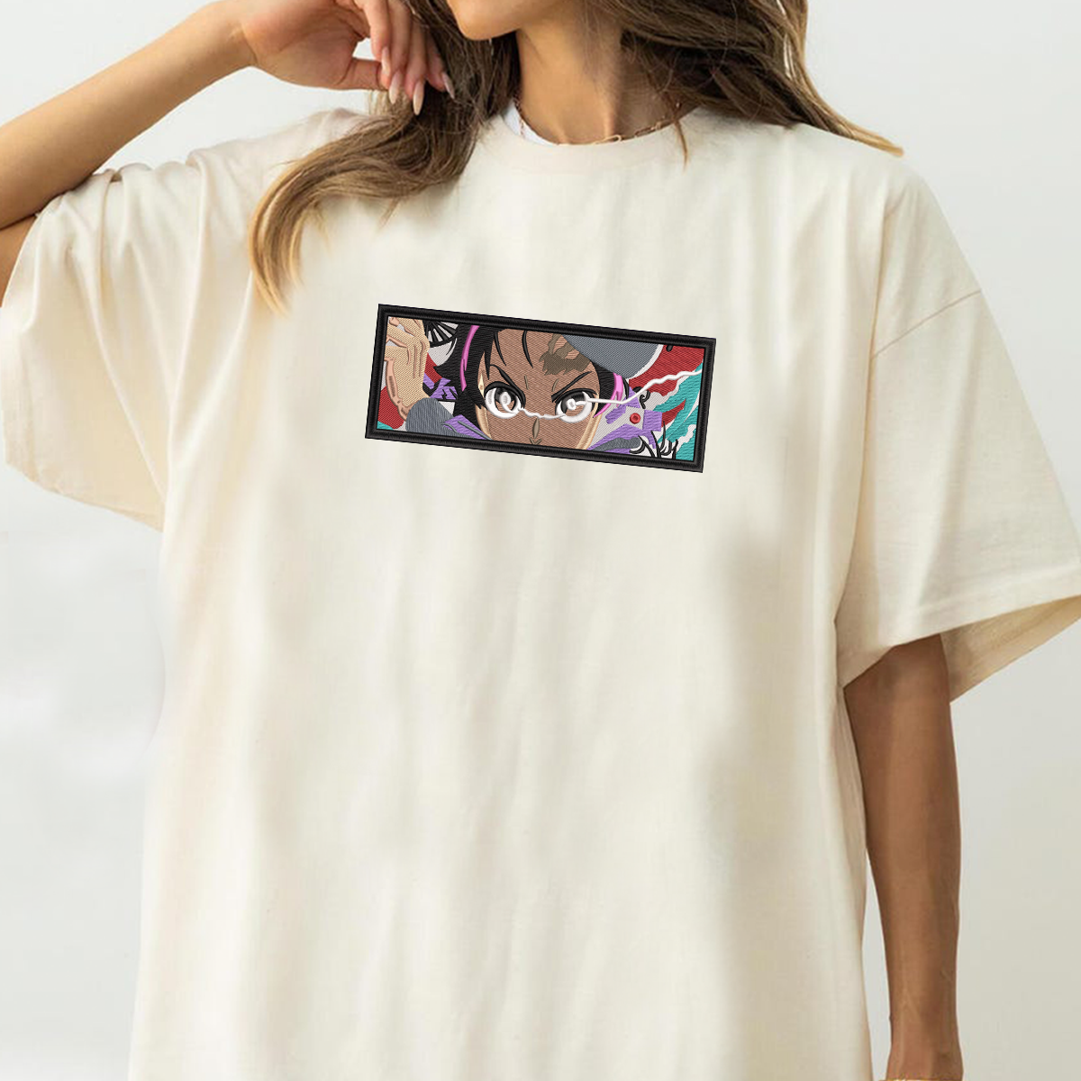Demon Slayer Embroidered Unisex T-Shirt,Crewneck,Hoodie – Premium Quality Anime Apparel Featuring Iconic Characters for Fans,D39