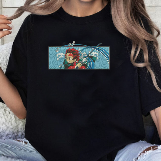 Demon Slayer Embroidered Unisex T-Shirt,Crewneck,Hoodie – Premium Quality Anime Apparel Featuring Iconic Characters for Fans,D11