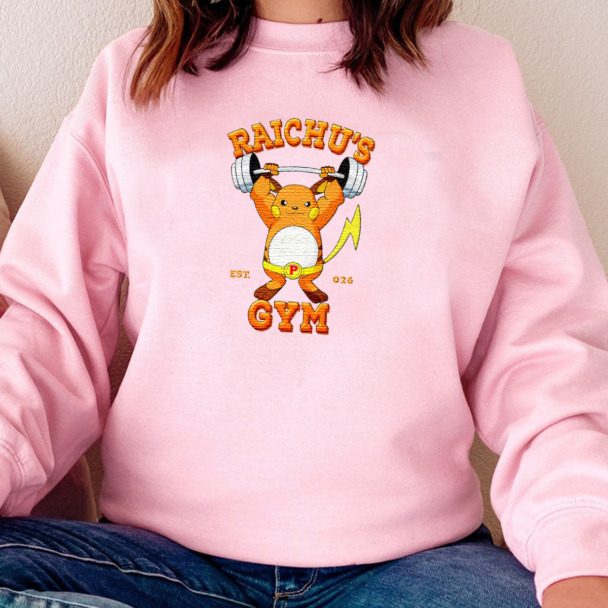 RAICHU Pokémon GYM Anime Embroidered Series Unisex T-Shirt,Sweatshirt and Hoodie - Customizable Magical Creatures Gift,S13