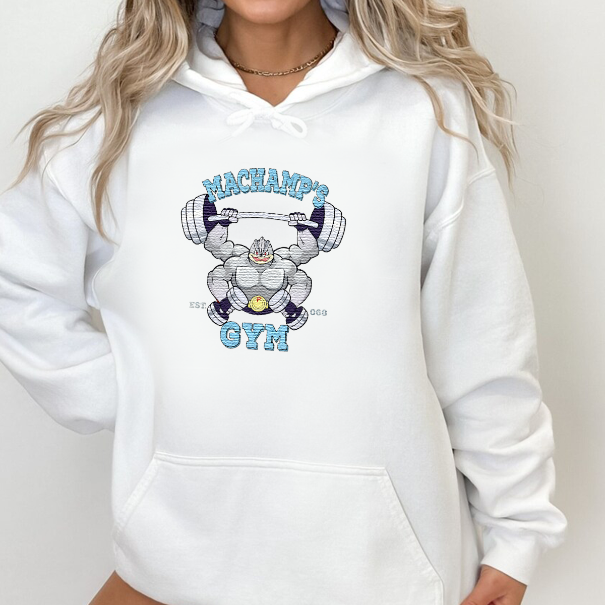 MACHAMP Pokémon GYM Anime Embroidered Series Unisex T-Shirt,Sweatshirt and Hoodie - Customizable Magical Creatures Gift,S12